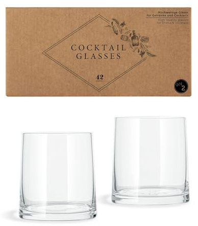 Juego de vasos de cóctel – Juego de 2 vasos de whisky y ginebra para hombres – Hecho a mano – 350 ml – Diseño con borde de filigrana – Apto para lavavajillas – Incluye recetas – Elegante paquete de