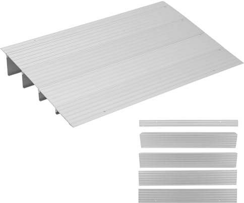 Rampe de seuil de porte, rampe pour fauteuil roulant de 10 cm de hauteur en aluminium capacité de charge 320 kg, 86x54 cm rampe de bordure antidérapante, rampe d'accès design modulaire pour fauteuil