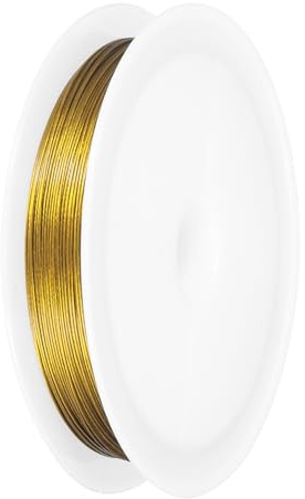 PATIKIL 72FT (22m) 0.015inch (0.38mm) 7-Strand Bead String Wire, Stainless Steel Nylon Coated Bead Cord Stringing Wire for Jewelry Bracelet Beading Making, Gold