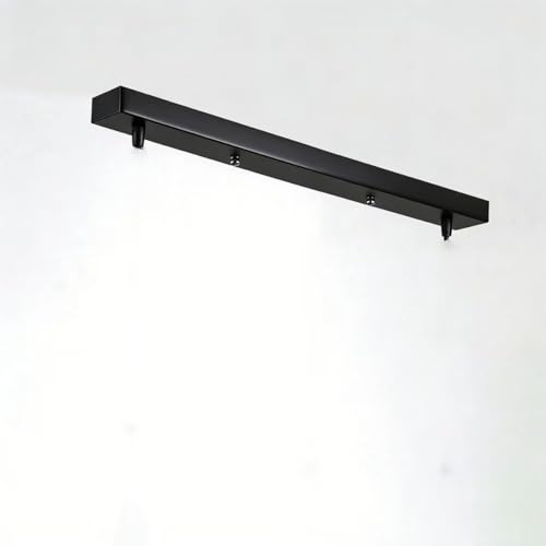 AstrizLamp 2 Agujero Embellecedor Lampara Techo 40cm Rectangular Roseta de Techo de Metal Negro Hierro Cubierta Lámpara de Techo 2 vía Fijación al Techo con Accesorio para plafones lámparas colgantes