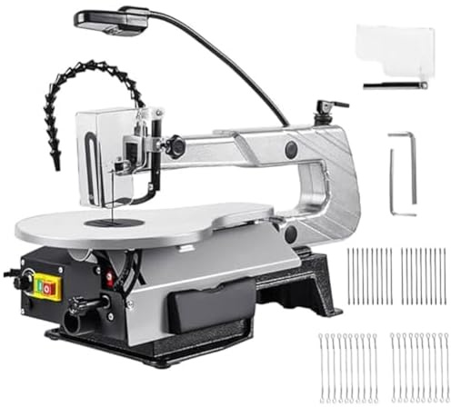 Variable Speed Scroll Saw with Adjustable Angle, Work Light, 40 Blades, Low-Noise, Dust-Free for Detailed Cutting, Fretwork, Crafting