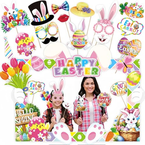 31 Accesorios para fotomatón de Pascua, con Marcos Fotos Papel Conejo de Pascua, Conejos, Huevos, Gafas de Papel, Patrones, Bricolaje Primavera, fotografía, Fiesta, Decoraciones