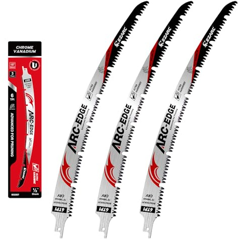 EZARC Alternativt sågblad med japansk tandning, 380 mm, bågformat blad, 6 tänder per tum (TPI), perfekt för beskärning och klippning av fuktigt virke, trippelslipning och U-formad spår, 3-pack.