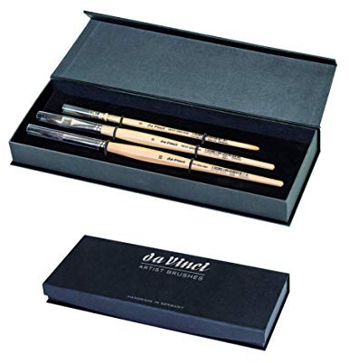 da Vinci Brushes 4251DV Aquarell-Pinsel-Set, Holz, Schwarz, Quill Size 0, Round Size 10, Flat Size 10, 3 stück