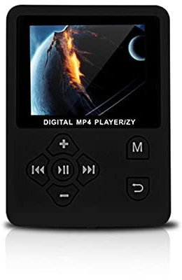 Diyeeni Portable Ultra Slim MP3 MP4 Player mit Kopfhörer, Multifunktion HiFi Musik Player mit 32G TF Karte, 1.8 Zoll Farbdisplay, FM Radio, Video, E-Book, 8H Laufzeit(SCHWARZ)