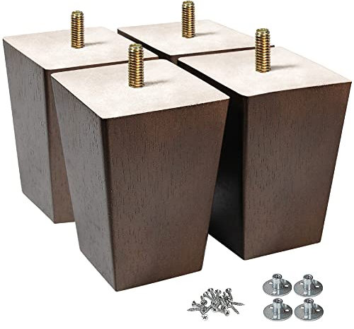 AORYVIC 10cm Möbelfüße aus Holz Sockelfüß Sofabeine, 4 Stück Holz Sofafüße Konisch Ersatz Möbelbeine mit Montageplatten & Schrauben für Sofa, Schrank