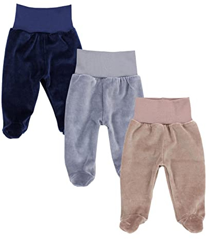 TupTam Pantalones Bebé Niño 3 Unidades – Pantalón Bebe con Pies y Cintura Elástica en Tejido Aterciopelado, Mix de Colores 1, 62