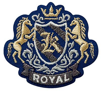 Mono-Quick Royal College Aufnäher Aufbügler Patch Blau Gold 5,0 x 4,5 cm
