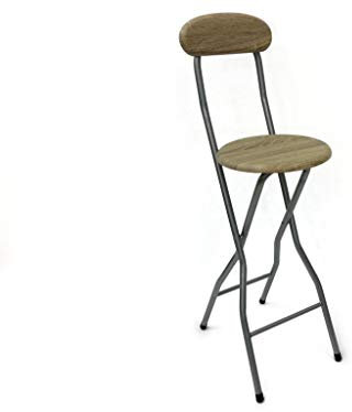 Sgabello pieghevole da bar con schienale e poggiapiedi, 79 cm, colore: Argento