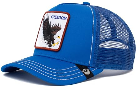 Goorin Bros. The Farm Original Truckerkappe, Schnappverschluss, Unisex, verstellbar, Blau „The Freedom Eagle“, Einheitsgröße, Einheitsgre