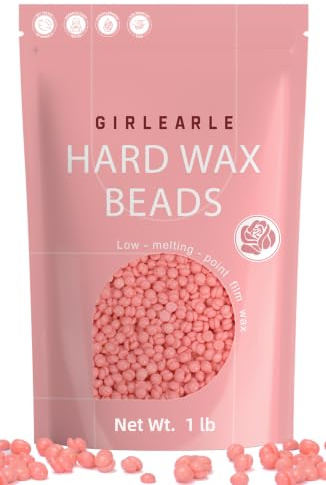 GIRLEARLE Hard Wax Beads, 1lb Wax Beans for Hair Removal Sensitive Skin with Rose Formula, Perfect for Full Body, Facial, Brazilian Bikini, and Legs at Home Wax Refill for Women Men (pink)