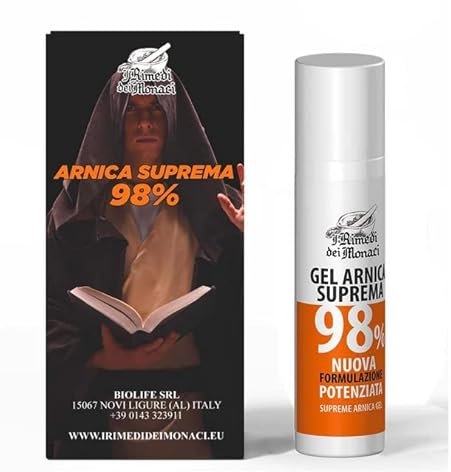 Arnica Suprema 98 Gel 100 ml mit Arnika, Teufelskralle, Minze und Lavendel für lokale Massagen, Arnika für Pferde, menschliche Verwendung für Muskelmassagen, 100% BIO und Made in Italy I Rimedi dei
