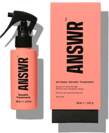 ANSWR Keratin Hair Treatment – At-home Salon Quality Keratin Smoothing Treatment for all Hair Types – Anti Frizz Hair Product – 100% Vegan – 100ml spray bottle for hair