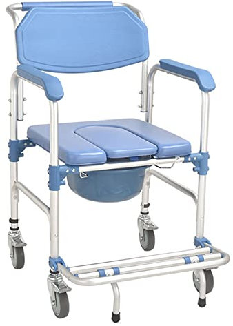 Ddasam Sedia Doccia Disabili con Ruote, Sedia Comoda WC per Anziani con Ruote, Carrozzina WC Disabili, Sedia Multifunzione Anziani für Patienten Senioren Behinderte und Schwangere