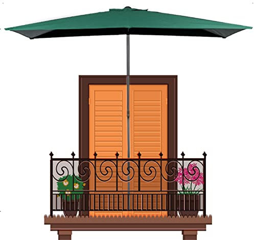 Ombrellone da Balcone a Parete Salvaspazio con Base, 20kg, Moderno Mezza Rettangolare OmbrellonI da Giardino Esterno Terrazzo, 200X130CM (Color : Verde)