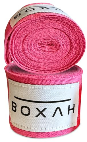 Boxah – professionella innerhandskar för boxning, 4 m elastiska band med tumögla, unisex handledsremmar för maximalt skydd, perfekt för Muay Thai, MMA, kickboxningsträning, män, kvinnor (4 m, rosa)