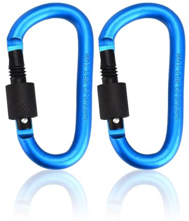 2 moschettoni con chiusura a vite leggera, in alluminio, colore blu marino, moschettone tattico, a forma di D, per borsa da montagna, campeggio, escursionismo, all'aperto, guinzaglio per cani, porta
