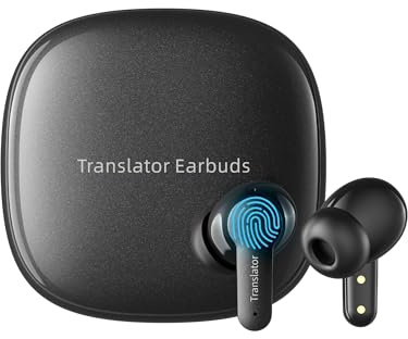 ANFIER Offline AI Translator Earbuds M3 Language Translator Device Translation Earbuds Real Time Support 144 Languages No Subscription Required (with Lifetime Free Offline Translation Black)