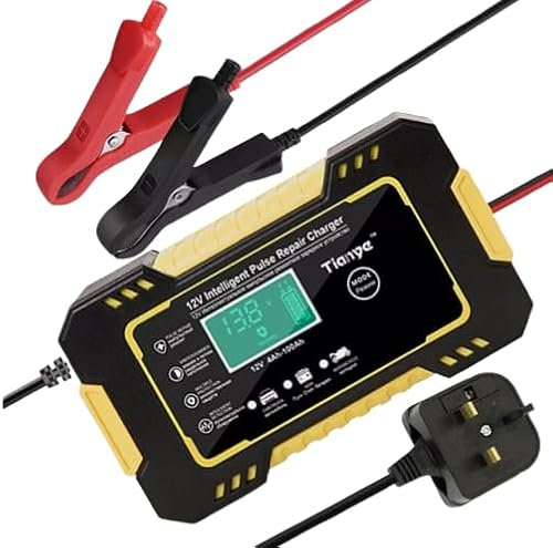 12V 6A Car Battery Charger - Fast Automatic Smart Charger, Pulse Repair for AGM/GEL Batteries LCD For Car, Truck, Motorcycle, Lawn Mower, Boat, RV, SUV, ATV and More.