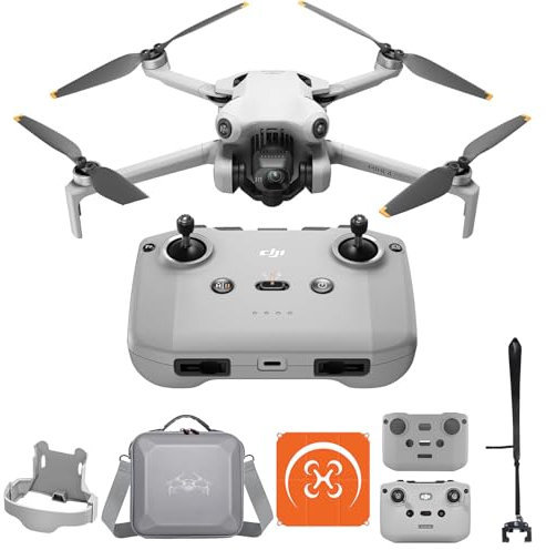 DJI Mini 4 Pro (DJI RC-N2) con Molteplici Accessori, Mini Drone pieghevole per adulti con fotocamera HDR in 4K, meno di 249 g, autonomia di volo di 34 min, distanza di trasmissione video max di 20km