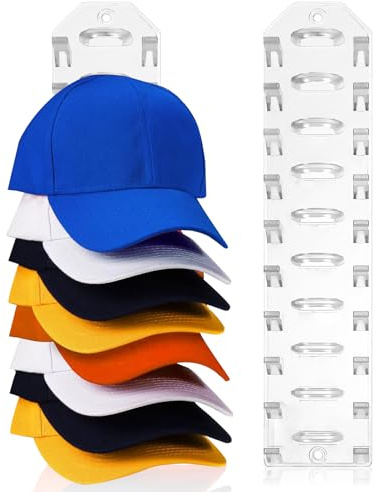 2 Pack Hat Organizer for Baseball Caps, Clear Hats Racks Hooks for Wall