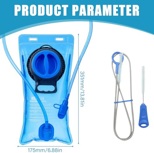 Outdoor Trinkblase mit Trinkschlauch, 2L Trinkblase mit Beissventil für Sport und Outdoor, Super leichte Wasserblase und Trinkbeutel zum Wandern, Geschmacklos Trinksystem mit Reinigungsset