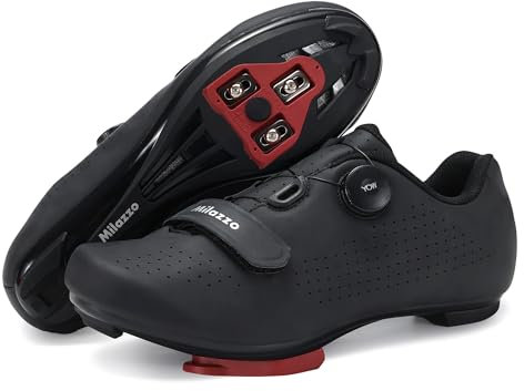 Milazzo Fahrradschuhe für Herren – Rennrad, MTB & Indoor-Cycling – Atmungsaktive Radsportschuhe kompatibel mit SPD, SPD-SL & Look Delta Pedalen-Black43
