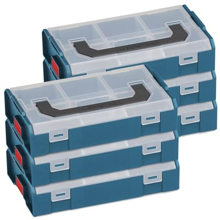 L-BOXX Sortimo L Boxx Mini boîte à outils, boîte de rangement, vis avec couvercle, boîte de tri des vis (6, bleu professionnel)