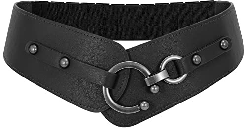 WERFORU Ceinture Large Vintage pour Femme - Ceinture Élastique avec Fermoir à Crochet en Alliage pour Robes