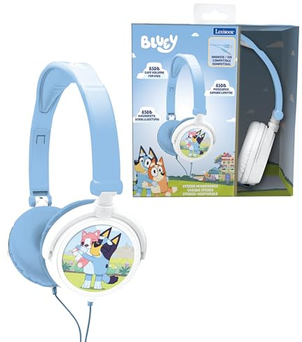 Lexibook, cuffie stereo cablate pieghevoli con limitazione del volume di ascolto Bluey, blu, HP010BY