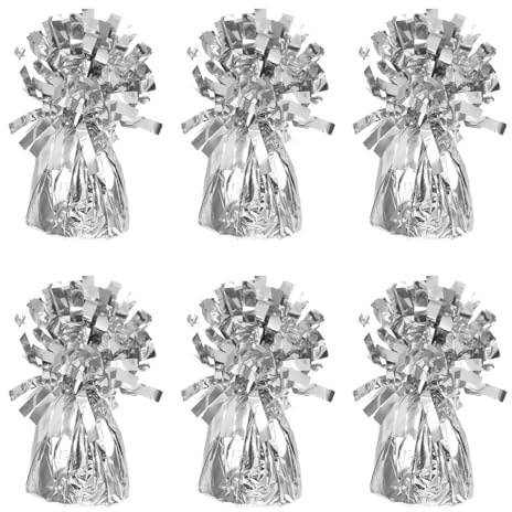 EPIGEIST 6 Pezzi Blocchi Peso per Palloncini Argento Metallizzato Accessori per Decorazioni Feste Matrimonio Compleanni Shower e Anniversari Supporti Stabili per Palloncini con Elio Facili