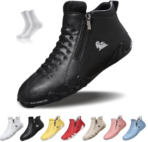 Bottes femme faites main avec fermeture éclair imperméables antidérapantes légères confortables slip on chaussures décontractées orthopédiques beck randonnée pieds nus(Noir,42 EU)