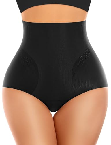 Wiepux Fajas Reductoras Mujer Transpirable Braga Faja Reductora Suave y cómodo Cintura Alta Moldeadora Pantalón Invisible Control de Barriga Push up Shapewear Antideslizante (Negro, S)