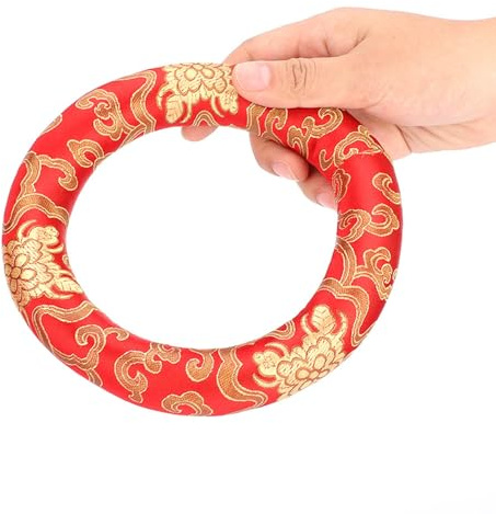 KIMISS Silk Brocade Singing Bowl Cushion Pillow - 18cm Meditation for 7-10 Inch Bowls, Elegant Design for Enhanced Sound Quality (Red)