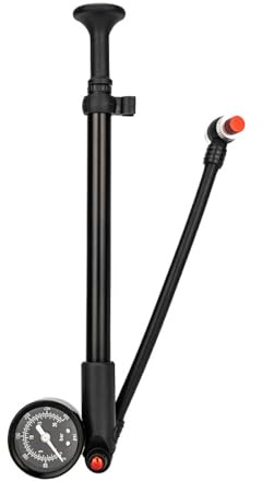 Shock Pump with Gauge 300PSI High Air Schrader Valve Ergonomic T-Handle 360 Rotating for Front Rear Suspension