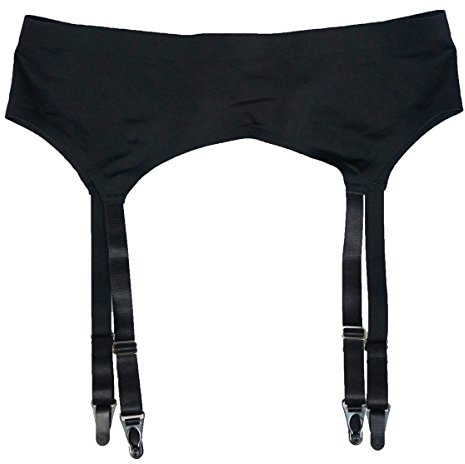 TVRtyle S506B - Reggicalze nero senza cuciture, 4 larghe cinghie con fibbie in metallo, sexy, da donna Nero XL