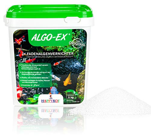 HAPPYKOI® ALGO-EX® Fadenalgenvernichter Algenmittel Algo Ex Algen Vernichter mit Sofortwirkung durch Aktivsauerstoff Koi Teich Schwimmteich - 5 kg