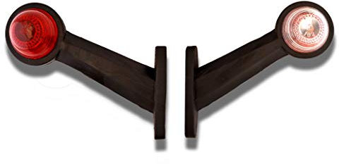 SET OF 2 FRONT REAR STALK MARKER LIGHT 45 DEGREE SHORT RUBBER BODY RED WHITE LAMPS TUCK TRACTOR LORRY TRAILER WAGON BUS CAMPER CARAVAN CAR CAMPER MOTOR HOME ATV VAN PICK UP HORSE BOX UNIVERSAL