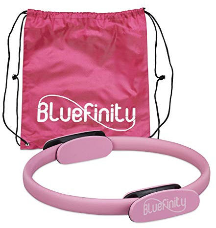 Bluefinity 2 x Pilates Ring mit Übungen, Doppelgriff, gepolstert, Widerstandsring Yoga, Fiberglas, Fitness Ring Ø 37 cm, pink