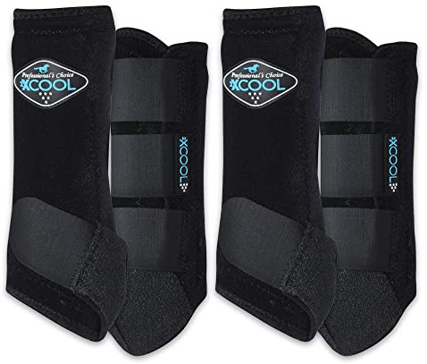 Professional's Choice 2XCOOL Sports Medicine Horse Boots | Protective & Breathable Design for Ultimate Comfort & Durability in Active Horses | Value 4 Pack | Medium Black