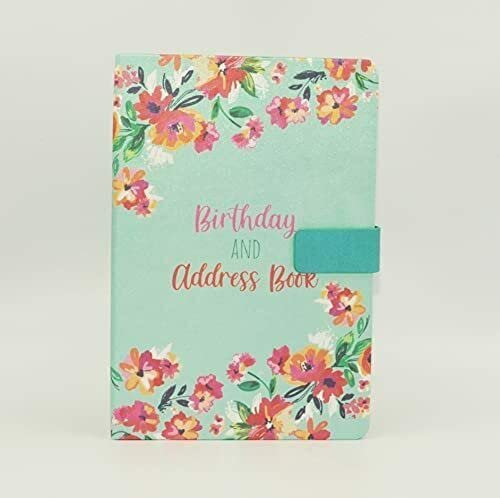 Sixstore Telephone Address & Birthday Book A-Z Index Beautiful Fabric Vintage Style Cover A5 Size Soft Padded Cover Address & Birthday Book with Magnetic Lock, Vintage Flowers