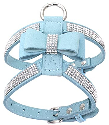 Harnais pour chiots à la mode Bling strass pour animaux de compagnie gilet avec nœud