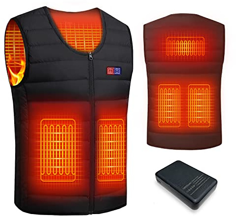 Mincoo Gilet Riscaldato Donna e Uomo, Giubbotto Riscaldato 10000mAh Giacca Riscaldata Elettrico Doppi Controller per Escursionismo all'aperto, Caccia (IT, Testo, XL, Regular, Regular)