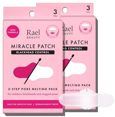 Rael Blackhead Remover, Miracle Patch Melting Pack, Nose Strips for Blackheads, Pore Cleansing and Soothing Sheets, 3 Step Kit, Sebum Removing Cotton Swabs