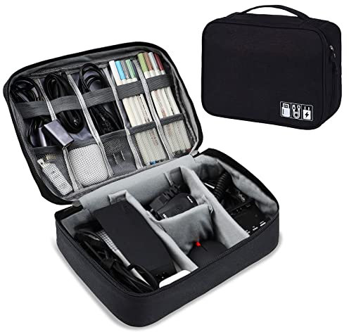 AiQInu Kabeltasche Universal Travel Kabel Organizer Tasche Cubes Kabel Etui,3 Layer Wasserdichten Verstellbares Kabelorganizer für Handy Ladekabel, Powerbank, USB Sticks, SD Karten