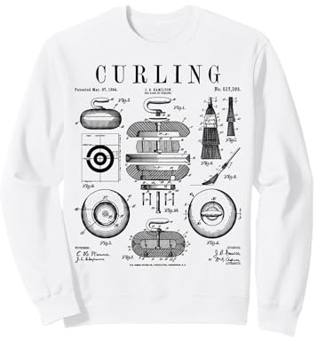 Curling Stone Player Curler Winter Sports Vintage Patent Sweatshirt