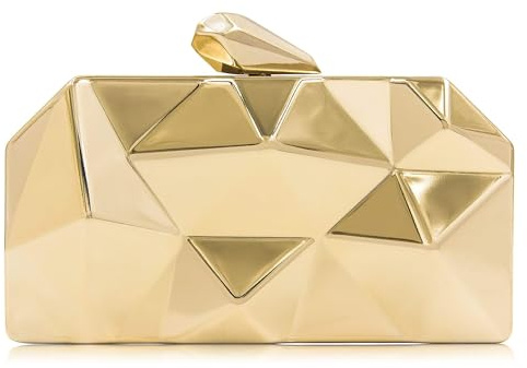 Milisente - Pequeño bolso de mano metálico para mujer, bolso de noche, para boda, dorado