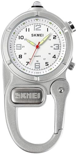 findtime Taschenuhr mit Karabiner Klettern Schwesternuhr Pulsuhr Taschenuhren für Herren Damen Rettungsdienst Zubehör Analog Quarzuhr LED Taschenlampe Uhr Klettern Camping Sport
