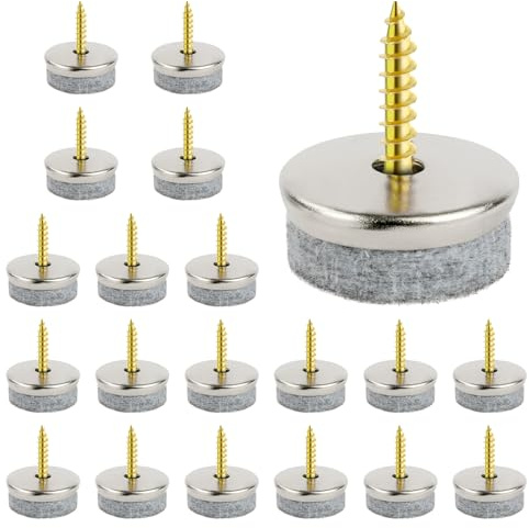 Flintronic 20 stycken filttassar, skruvar, Ø 22 mm, stol filtglidare, skruvar, runda, filtglider för stolar, skruvar, för möbler, stolar, laminat, parkettkakel, stolben, golvskyddskuddar