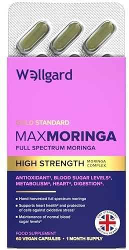 Wellgard Moringa Capsules - Supports Blood Sugar Balance, Heart & Digestive Health, and Metabolism, 60 Vegan Capsules